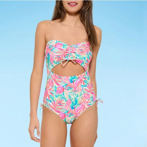 Decree Womens Exotic Textured Leaf Monokini One Piece Swimsuit XL - Picture 5 of 14